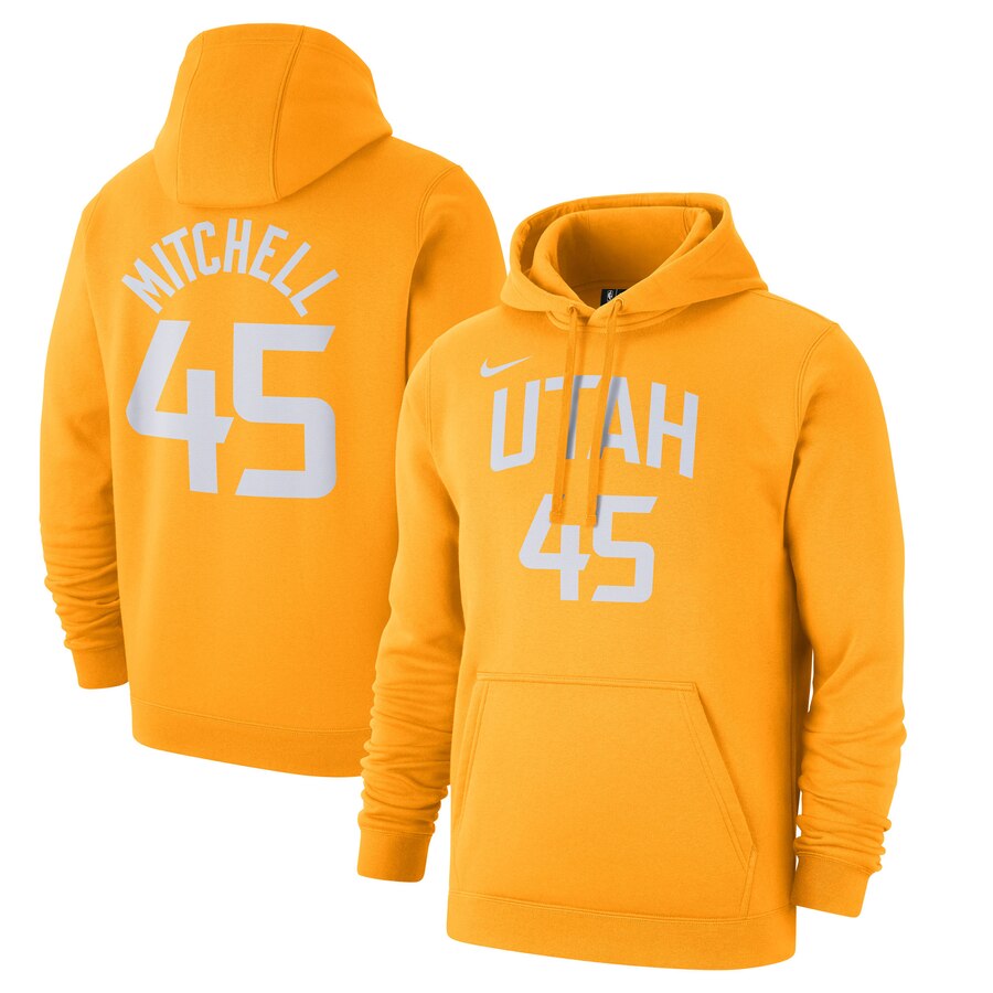 Cheap NBA Utah Jazz 45 Donovan Mitchell Nike 201920 City Edition Name Number Pullover Hoodie Gold